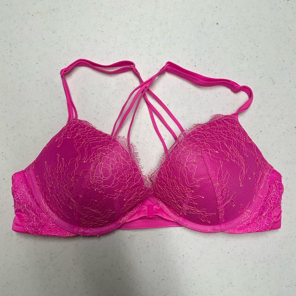 Victoria’s Secret Very‎ Sexy Pink Lace Cross Back Push-Up Bra 34B